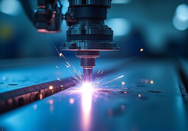 Close-up of molten metal processing in a modern manufacturing facility